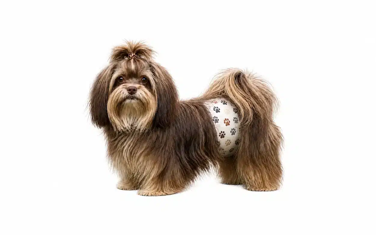 Boy dog wearing a washable belly band